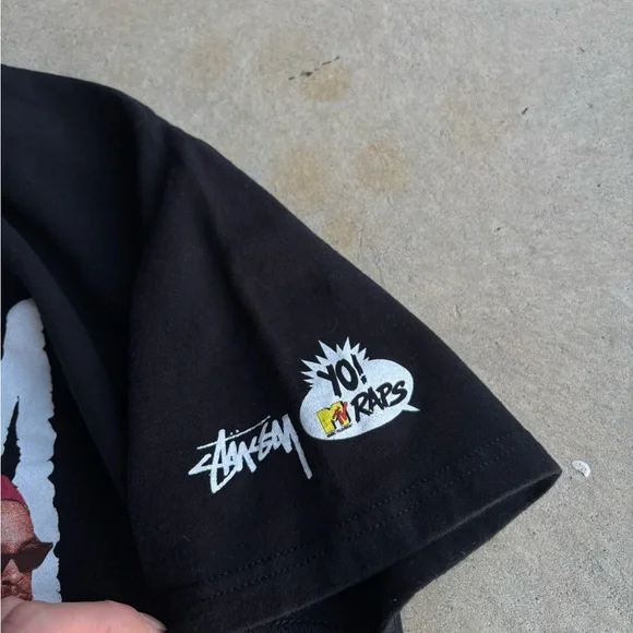 Stussy X MTV Raps Black Graphic T-Shirt for Men - Picture 6 of 6